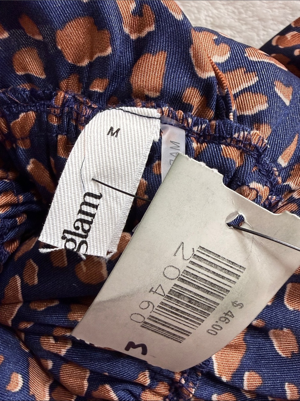 Glam Navy & Copper Leopard Print Long Sleeve Romper Open Back Boho Playsuit NWT - Picture 12 of 14